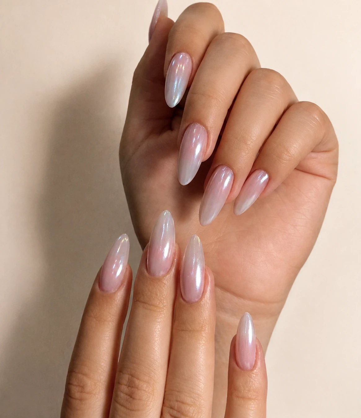 Pearl almond manicure by Thinne Nails in London